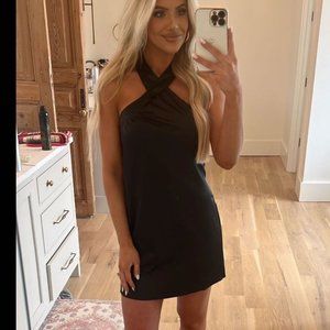 Black Halter Stain Dress